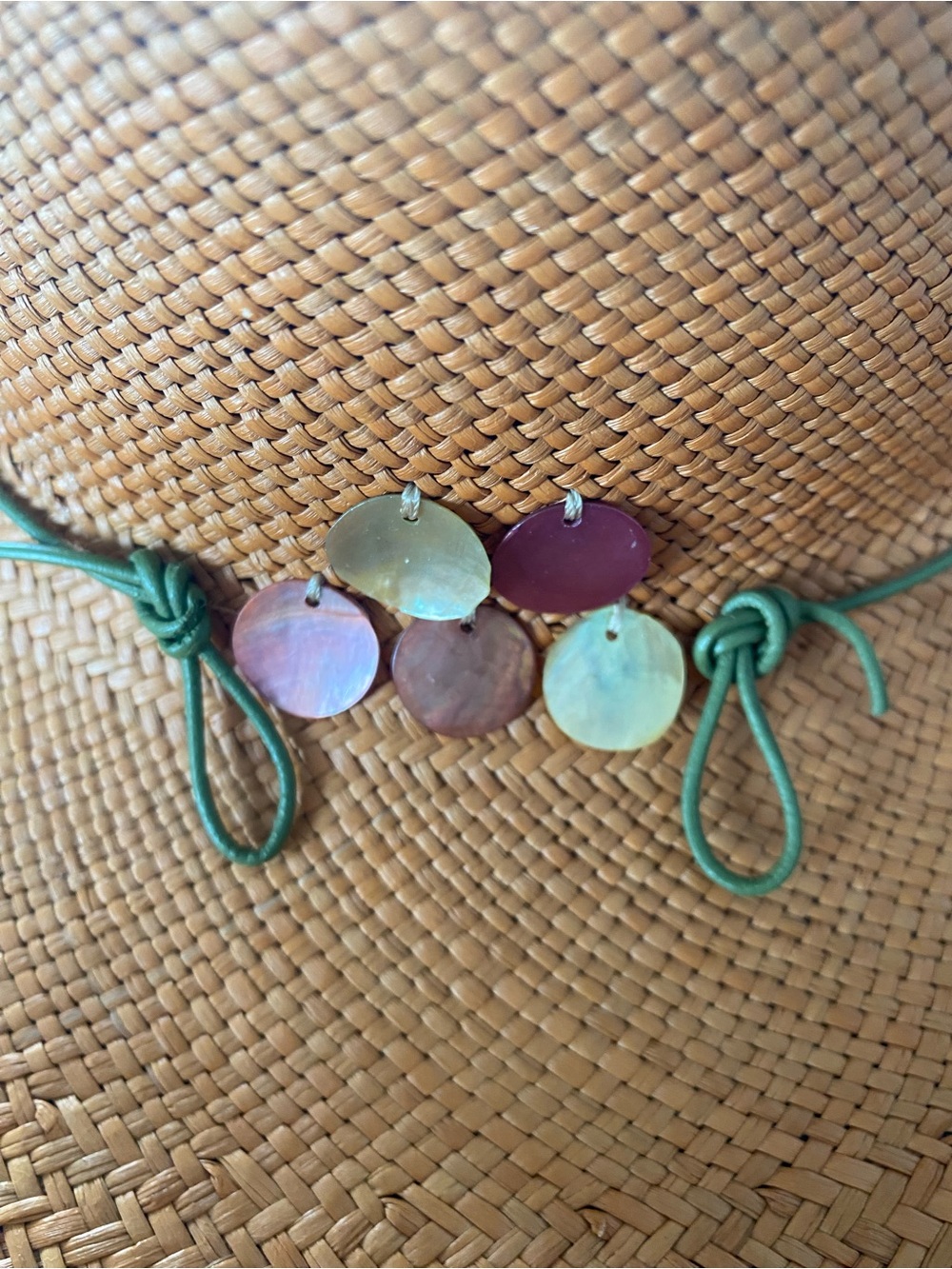 Straw Hat. Susan Carrolan Millinery Made In Aspen. Little shell embellishments. - Picture 2 of 11